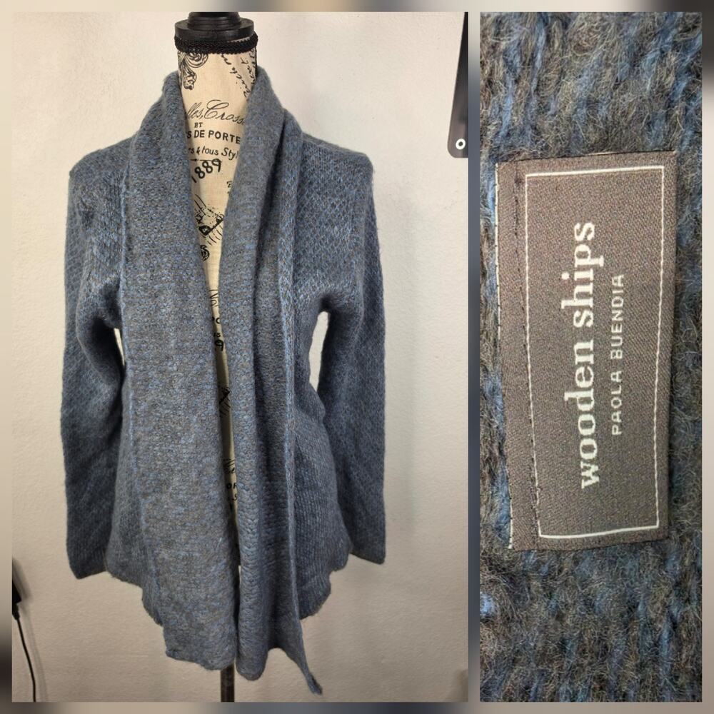Wooden Ships Womens S/M Open Cardigan Mohair Wool Blend Lightweight Capsule